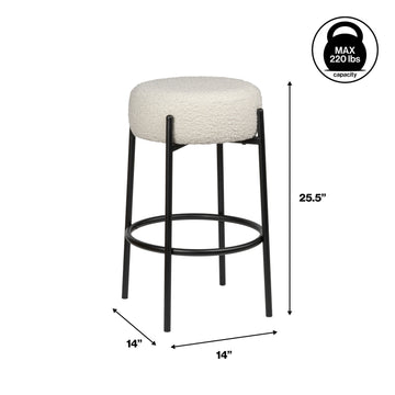 Paola Modern Metal/Bouclé Cushioned Counter & Bar Stool - JONATHAN Y